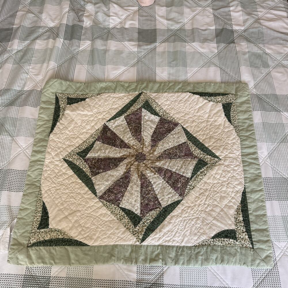 Quilted Pillow Sham vintage with patchwork 24x29